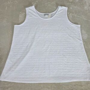 Jessica Michelle Woman 18W White Sleeveless Tank Top Crinkle Fabric Lightweight